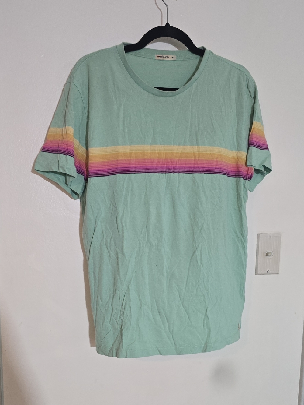 Marine Layer Mint Green Stripe Crewneck T-Shirt - M/L